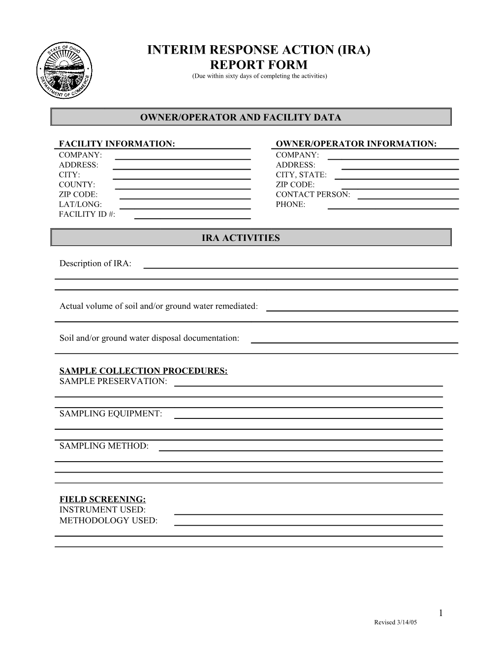 IRA Report Form