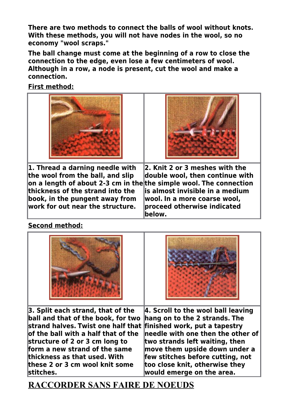 There Are Two Methods to Connect the Balls of Wool Without Knots. with These Methods