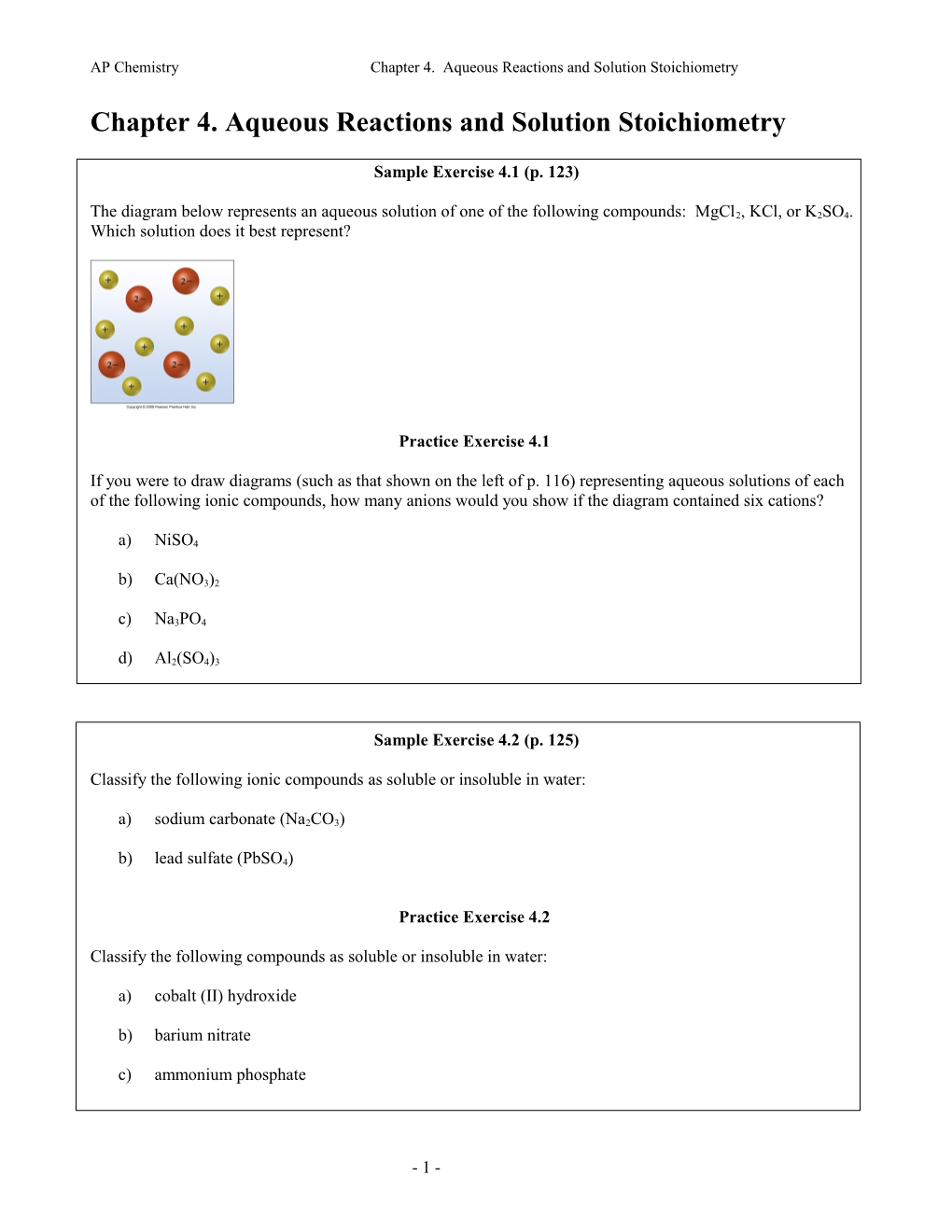 Chapter 4. Aqueous Reactions and Solution Stoichiometry