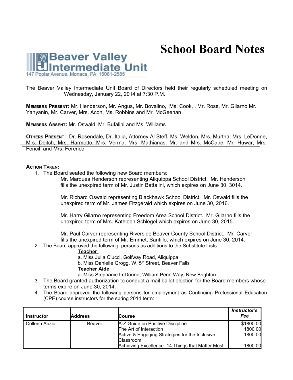 School Board Notes s1