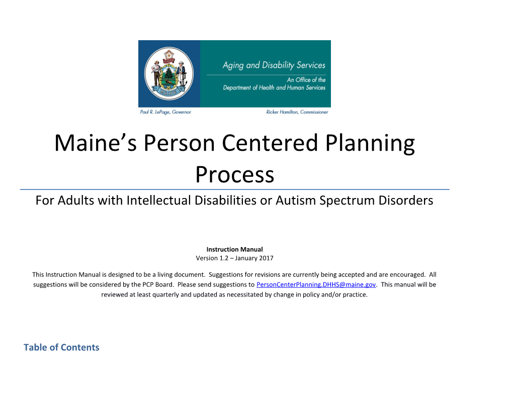 Maine S Person Centered Planning Process