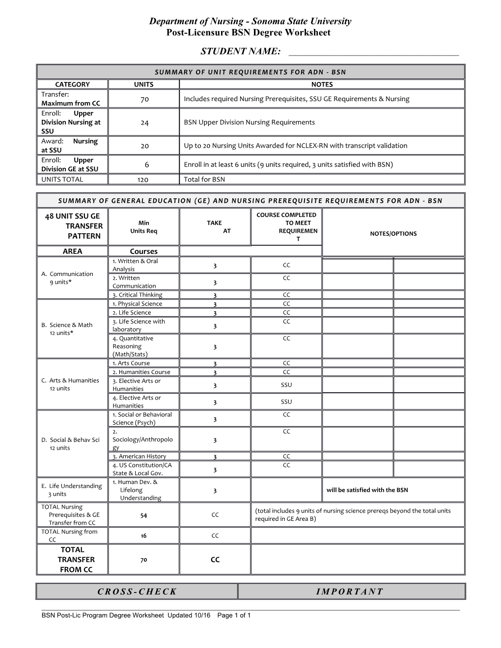 New Advising Form