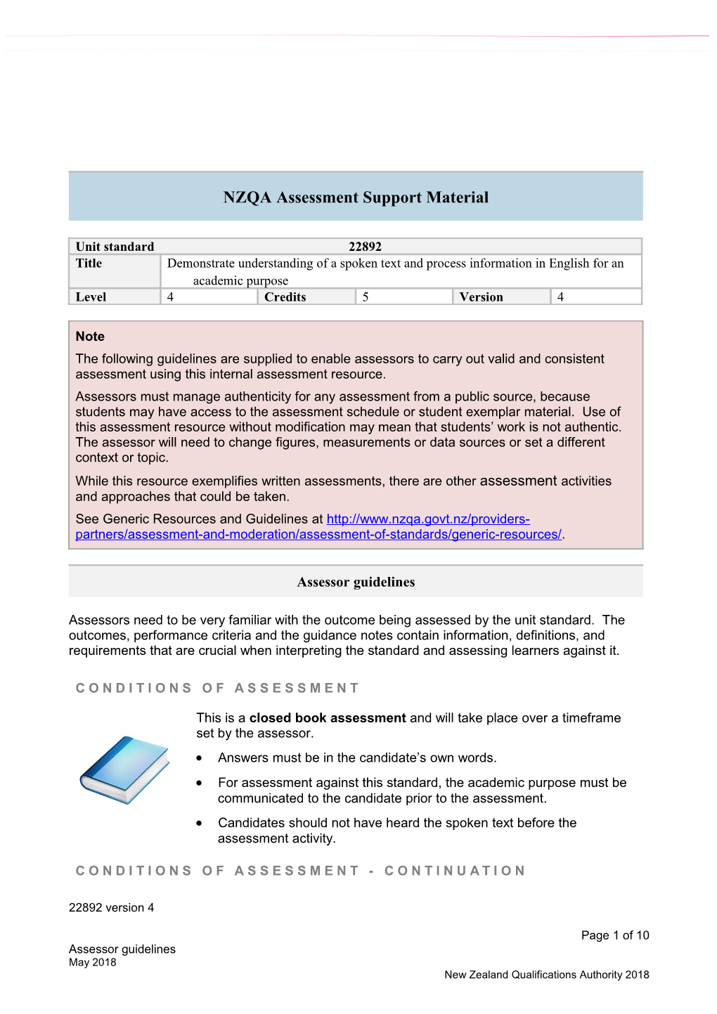 Demonstrate Understanding of a Spoken Textand Process Information in English for an Academic