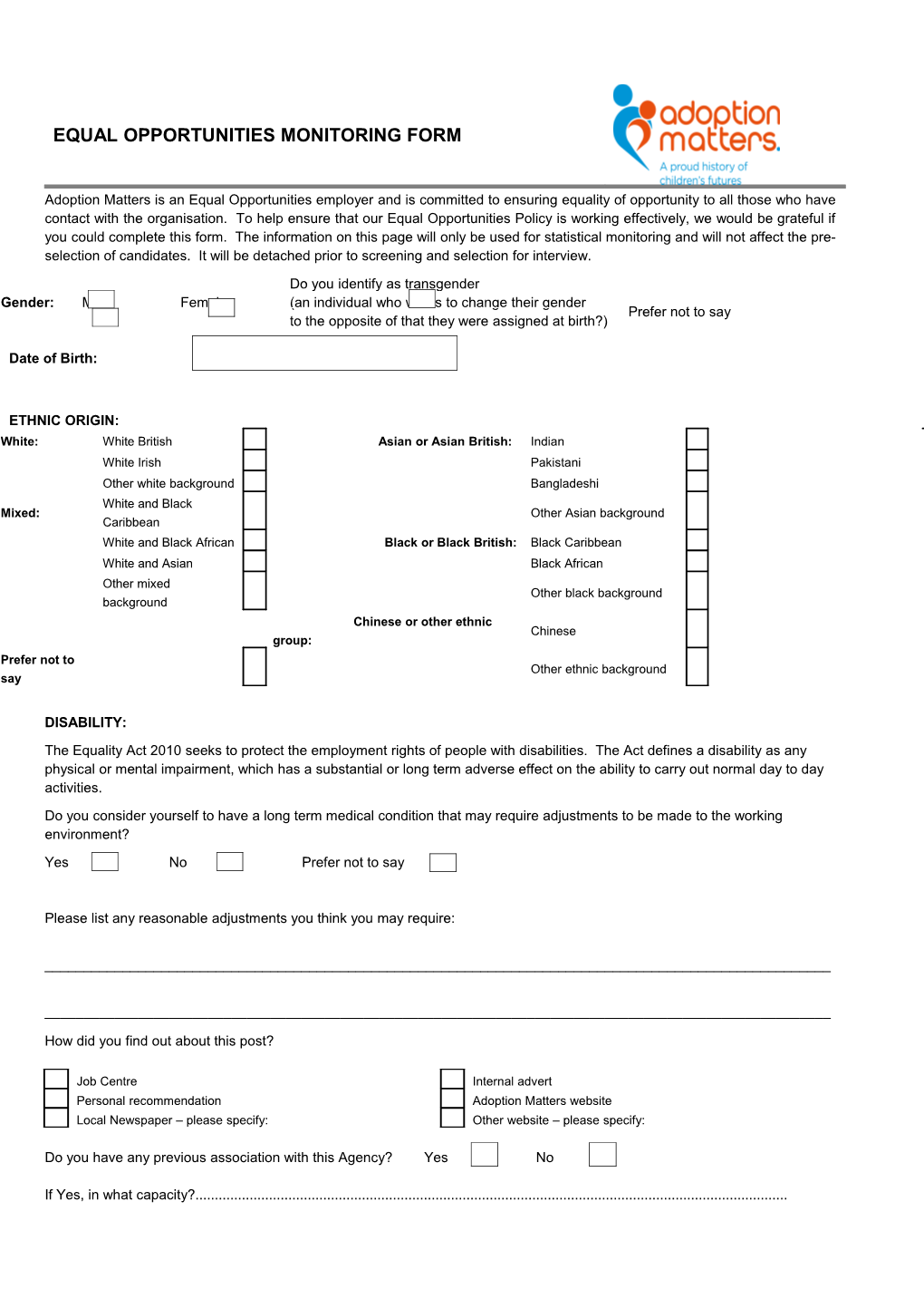 Equal Opportunities Monitoring Form s2