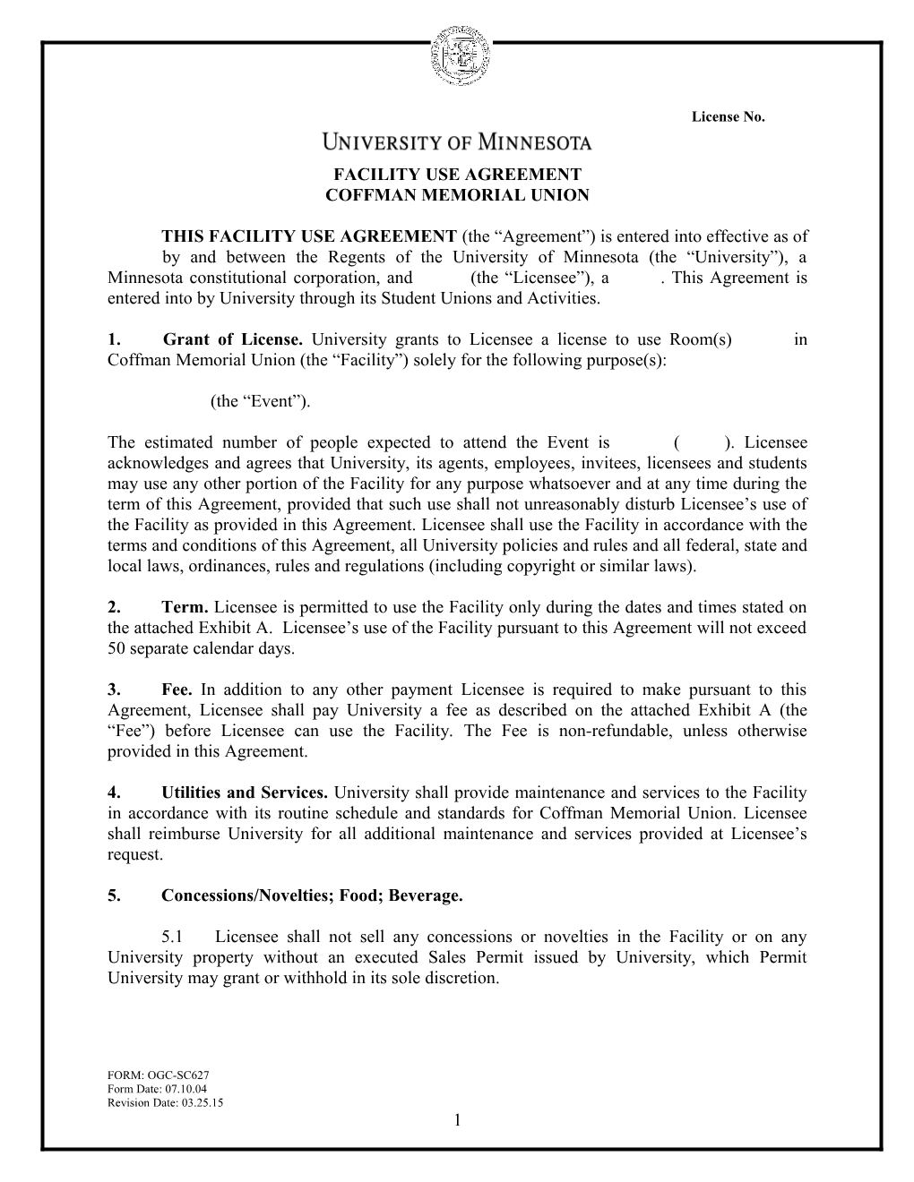 Facility Use Agreement