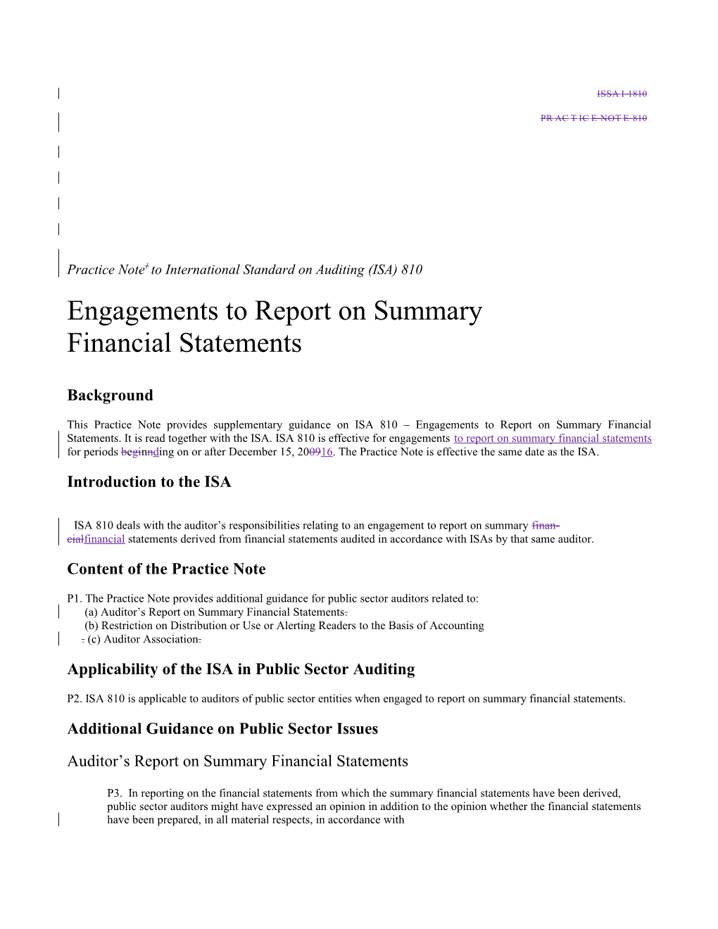 Engagements to Report on Summary