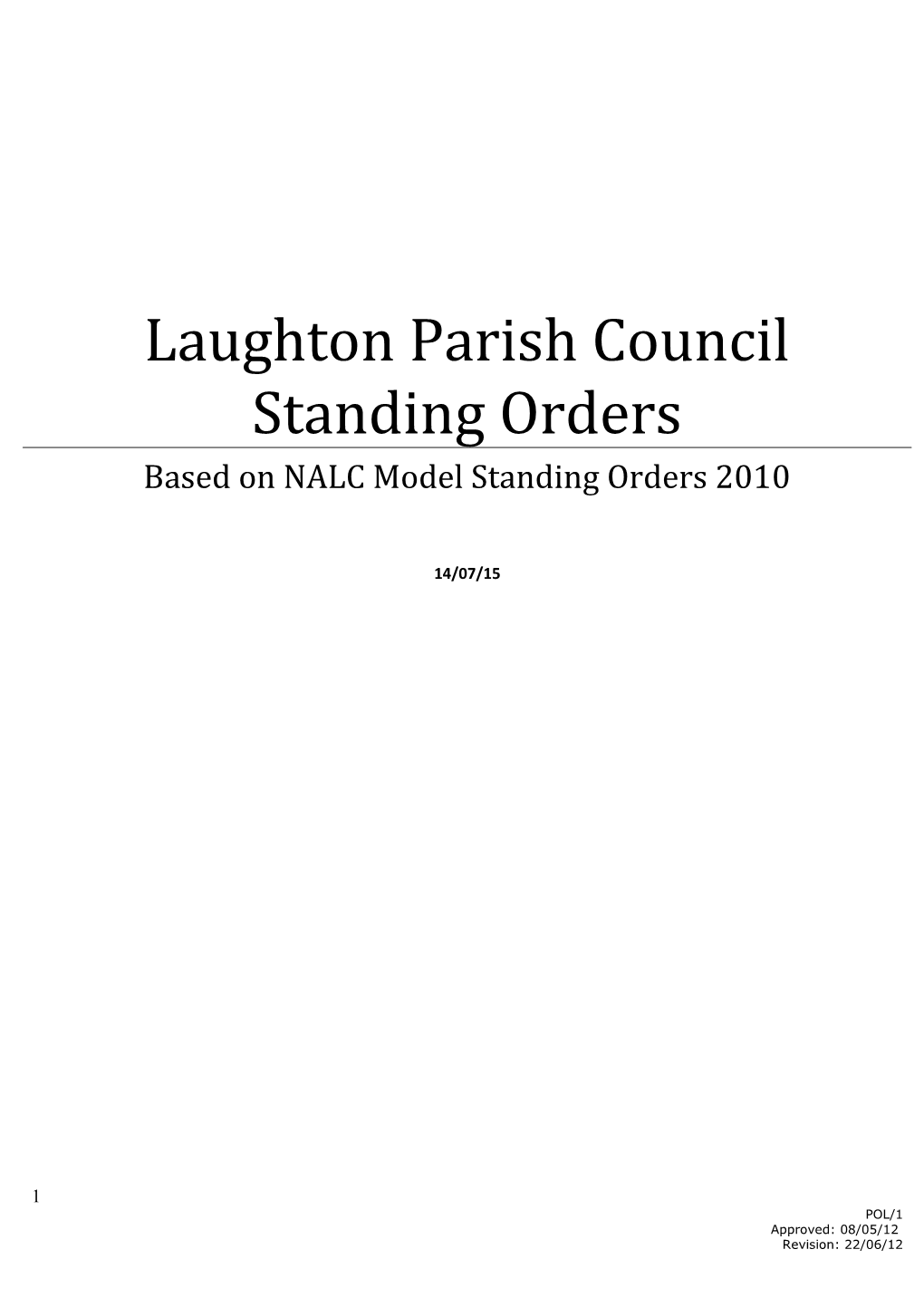 Nalc Model Standing Orders 2010