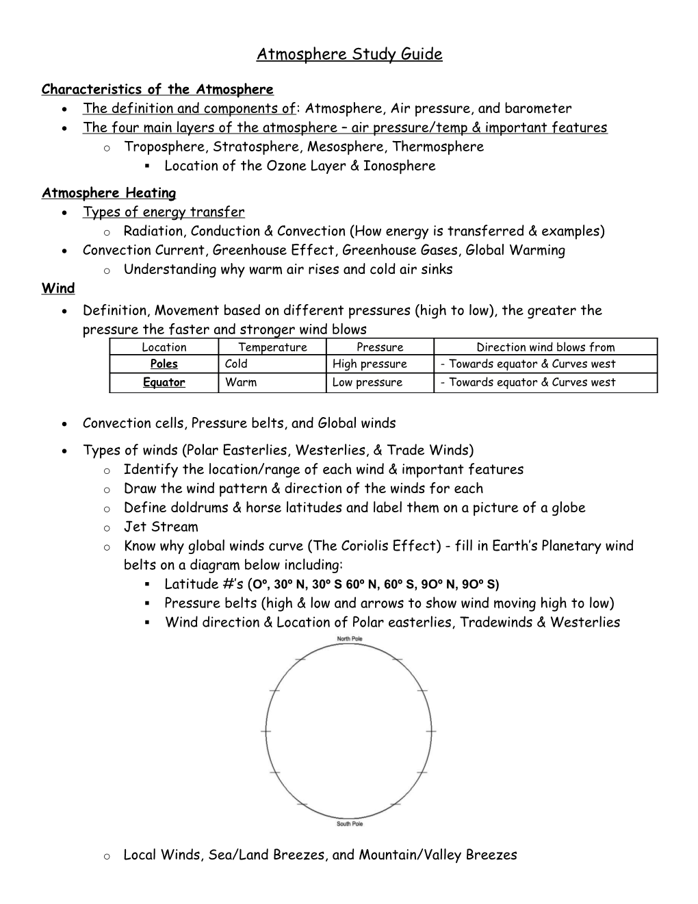 Characteristics of the Atmosphere