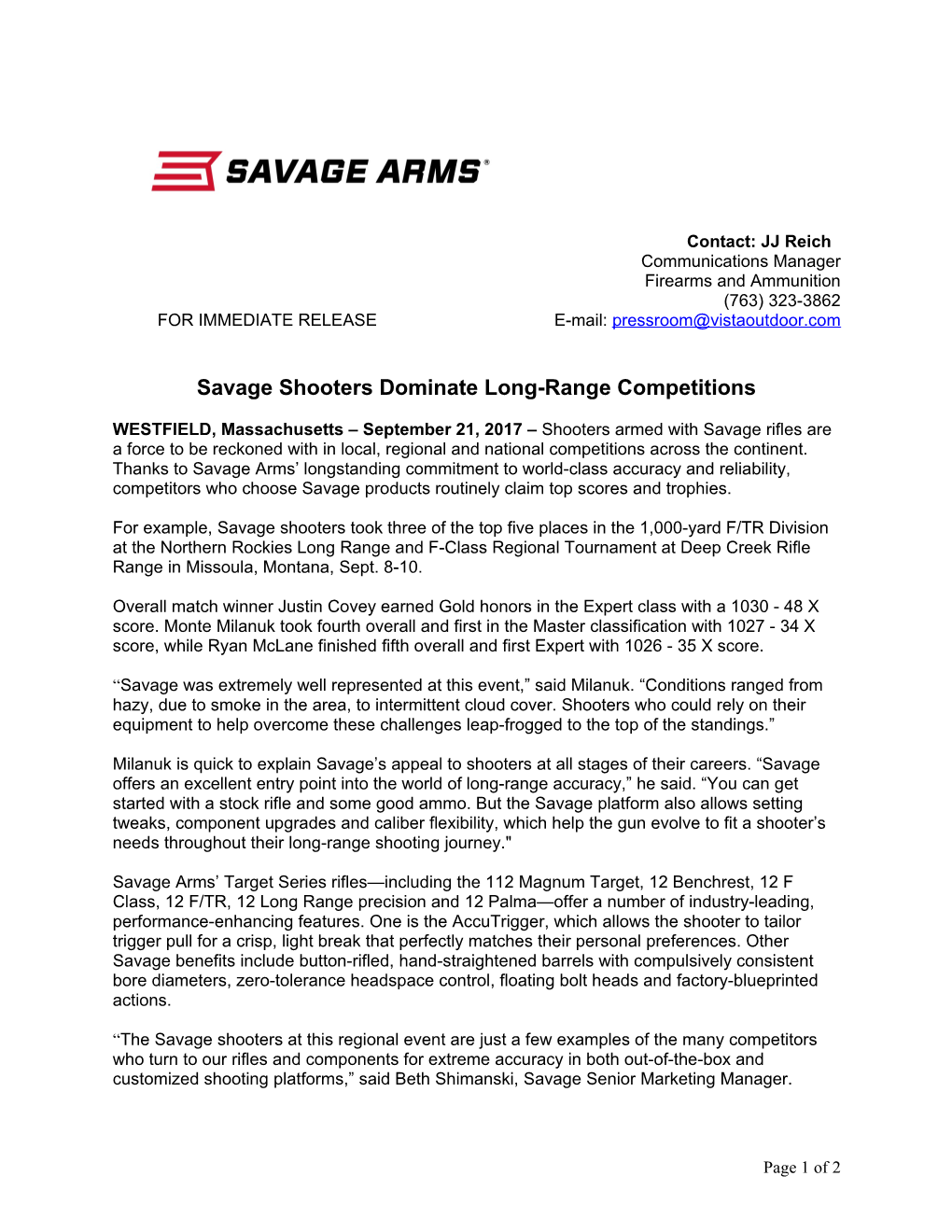 Savage Shooters Dominate Long-Range Competitions
