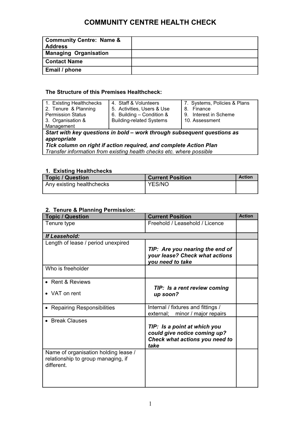 Initial Assessment of Suitability