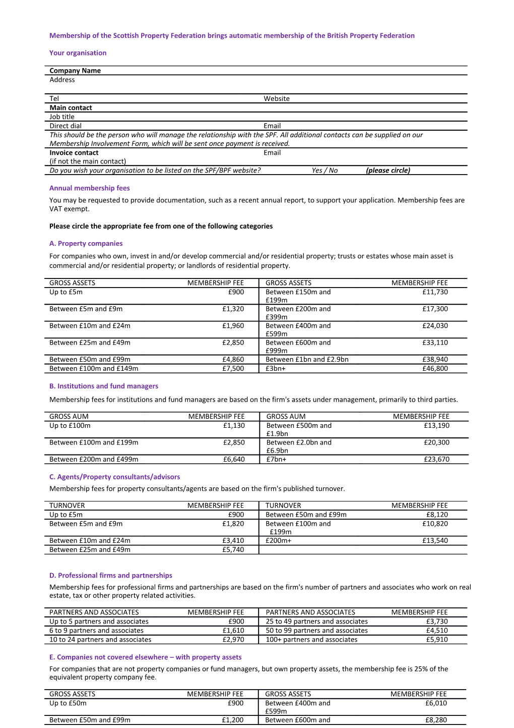 Membership Ofthe Scottish Property Federation Brings Automatic Membership of the British