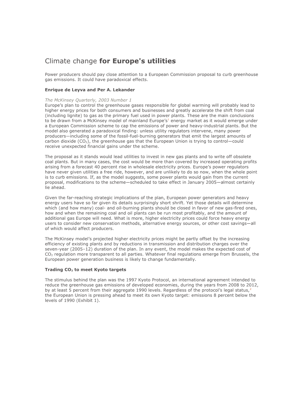 Climate Change for Europe's Utilities