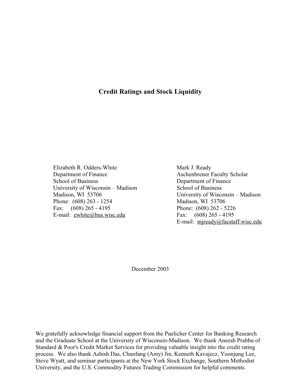 Credit Ratings and Stock Liquidity