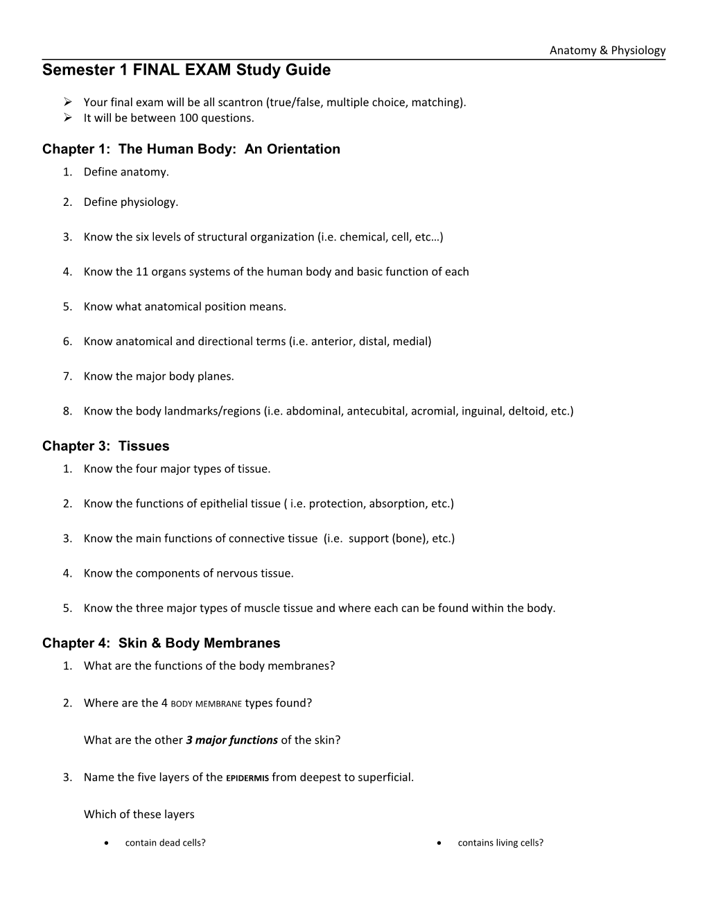 Semester 1 FINAL EXAM Study Guide s1