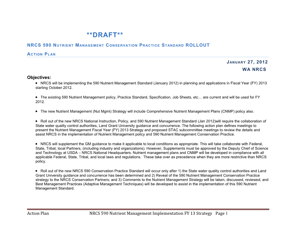 NRCS 590 Nutrient Management Conservation Practice Standard ROLLOUT