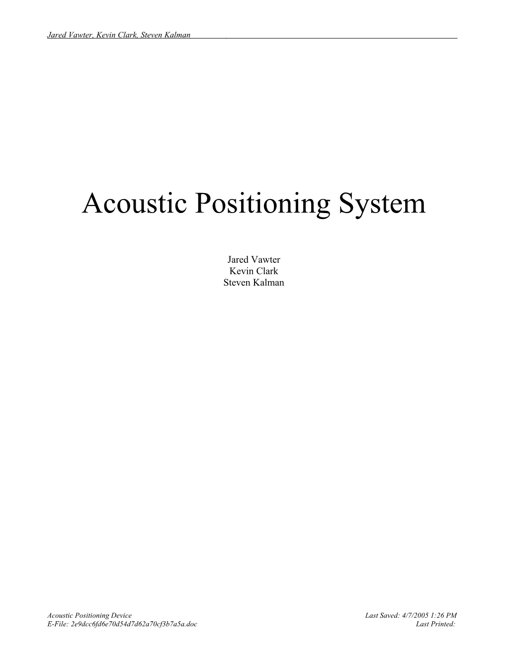 Acoustic Positioning System