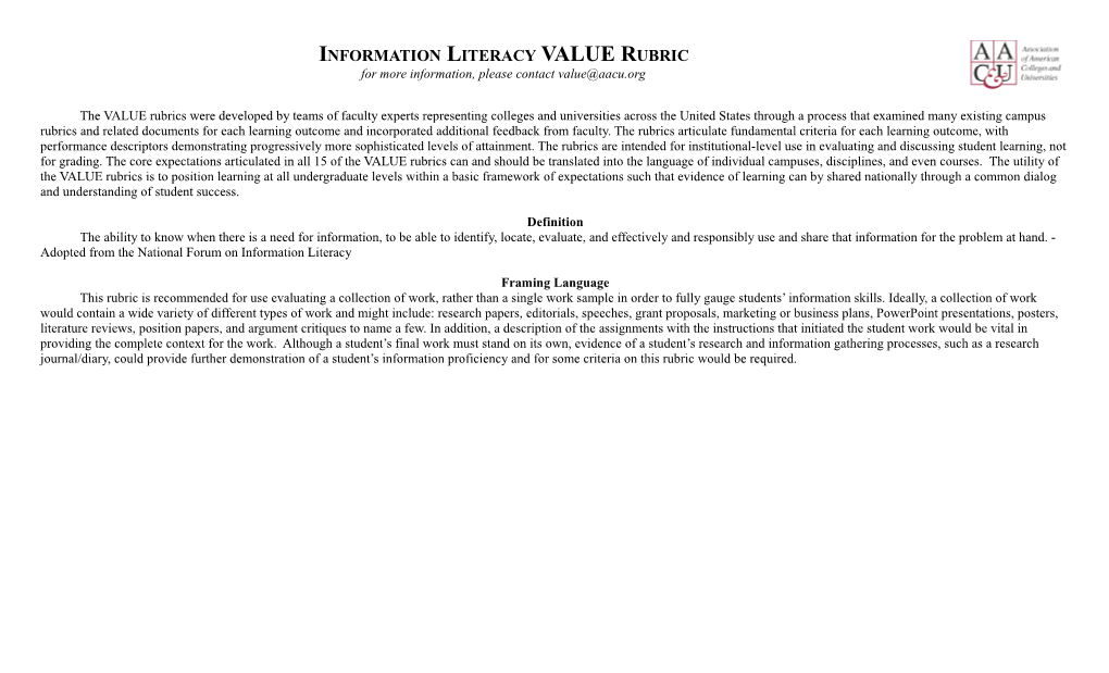 Integrative Learning Rubric, Definiti s2