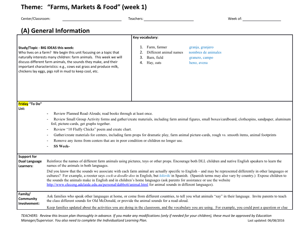 Related Resources: a Teacher S Guide to Opening Centers, Heritage Tree Parent Handout s2