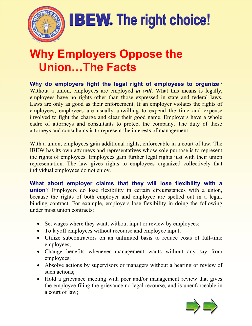 Why Employers Oppose the Union the Facts