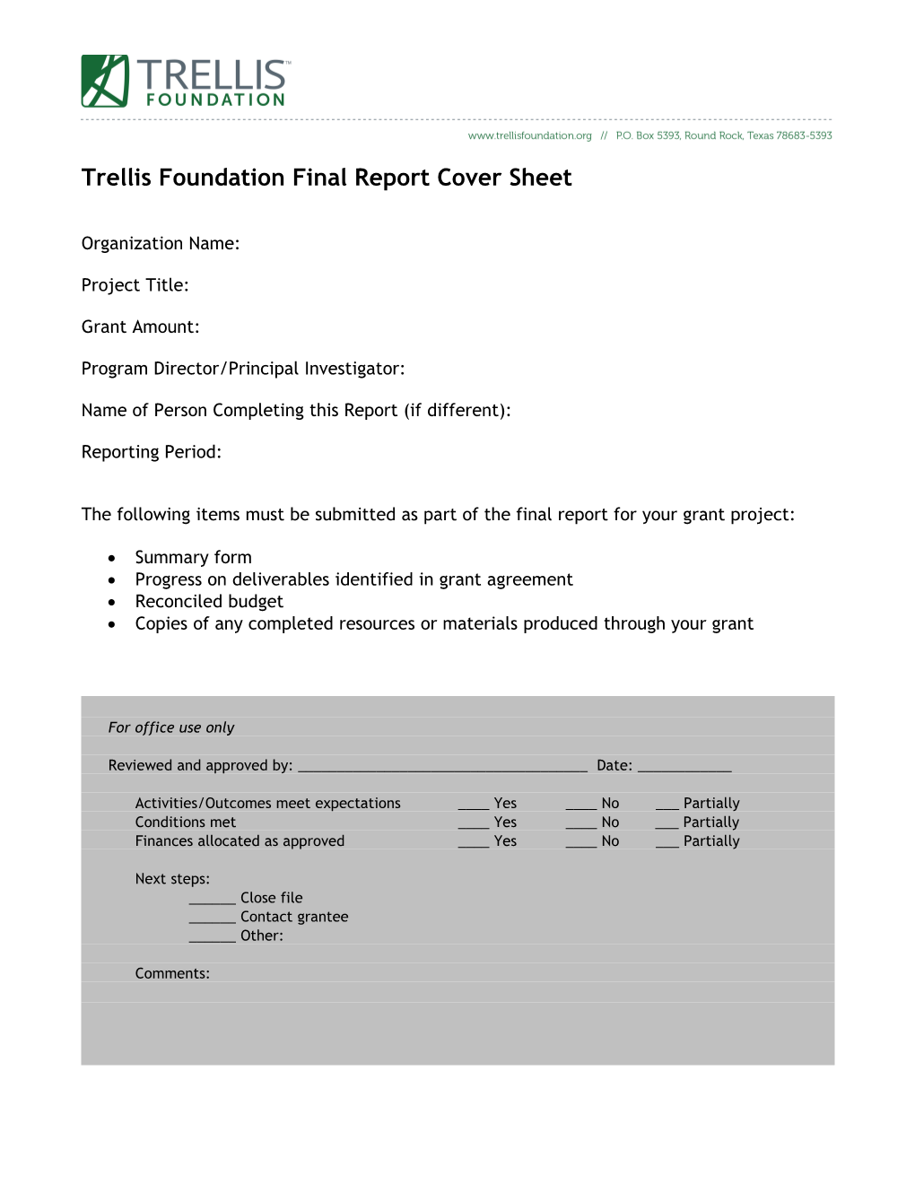 Final Report Summary Form