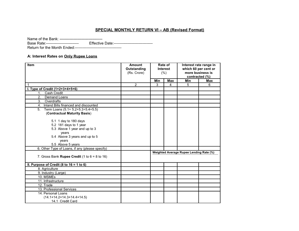 SPECIAL MONTHLY RETURN VI AB (Revised Format)