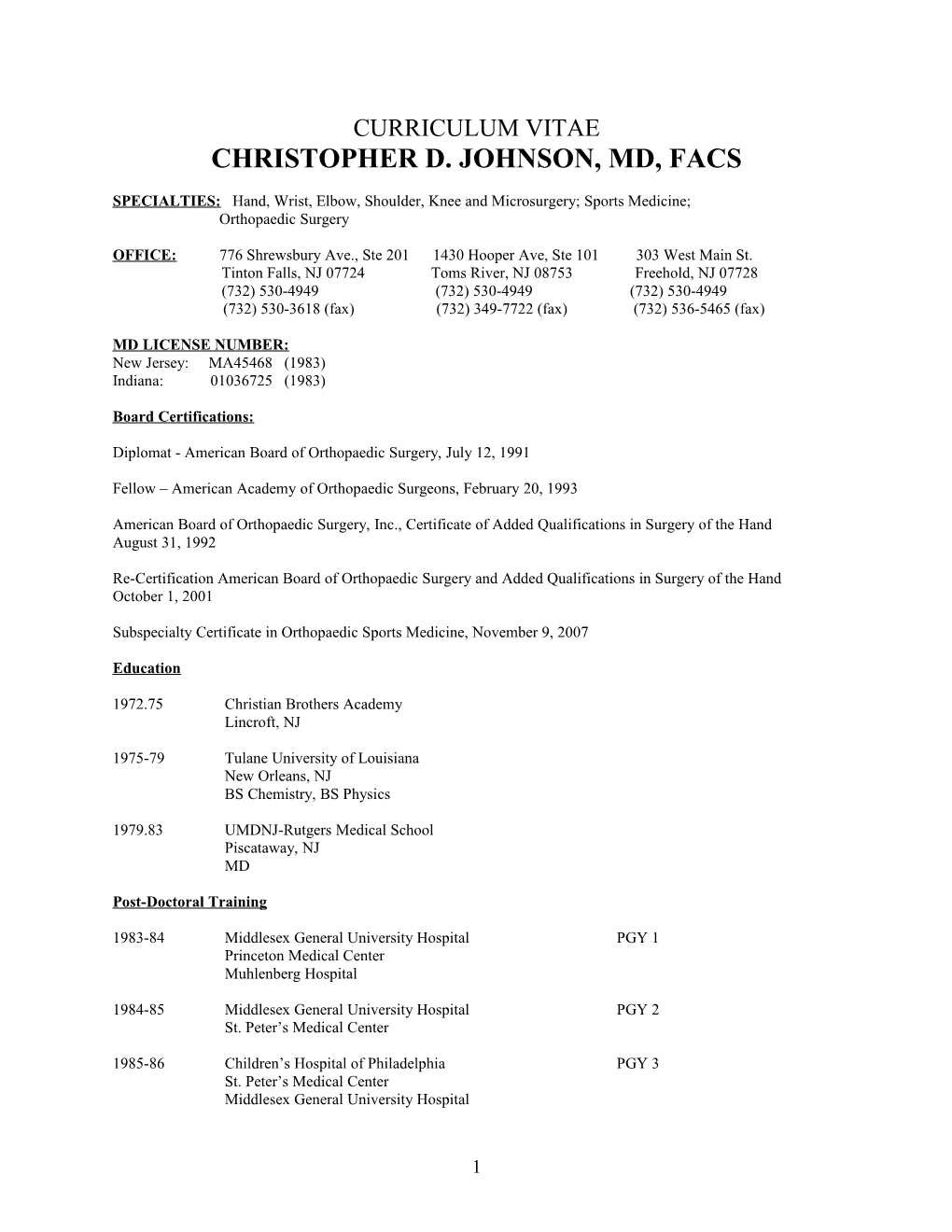 Christopher D. Johnson, Md, Facs