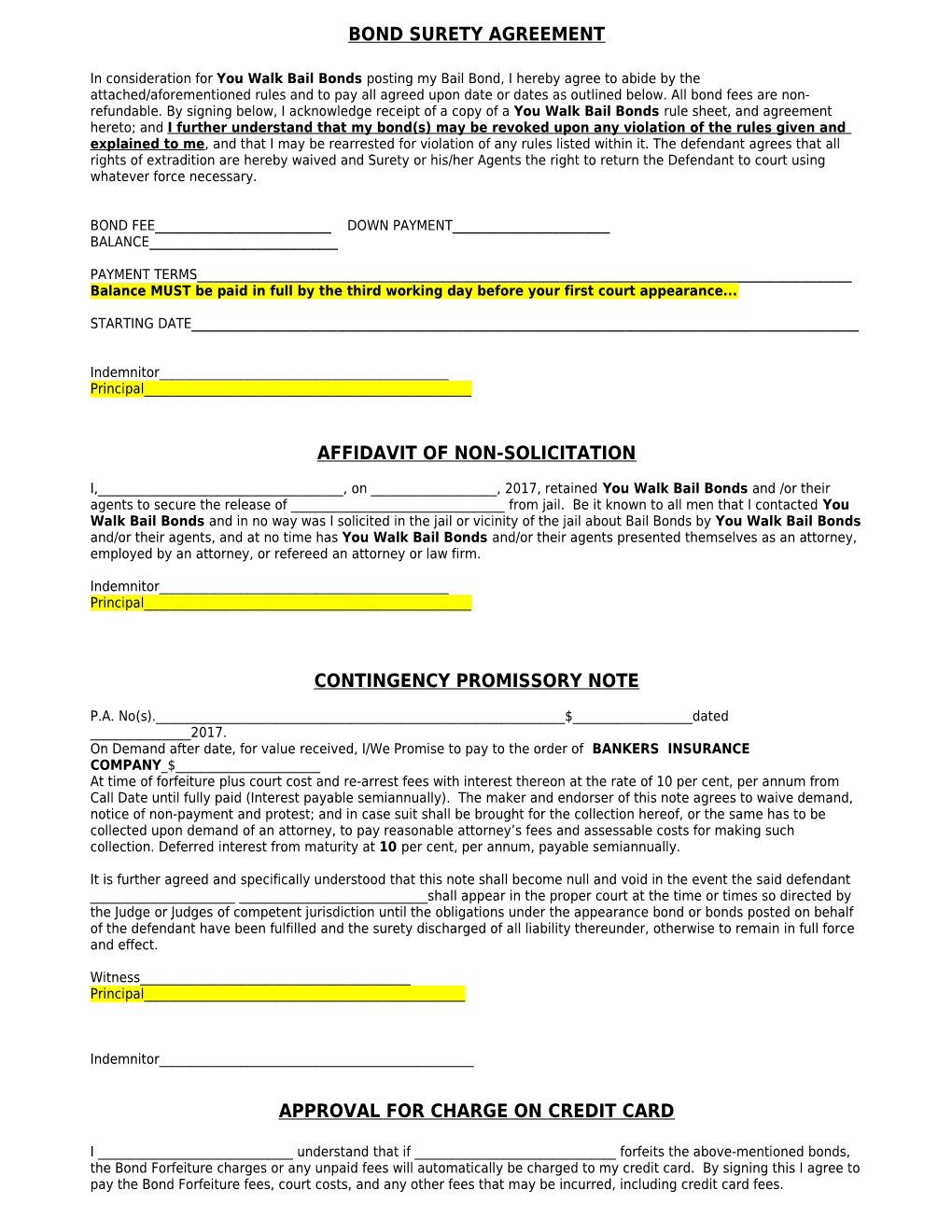 Bond Surety Agreement