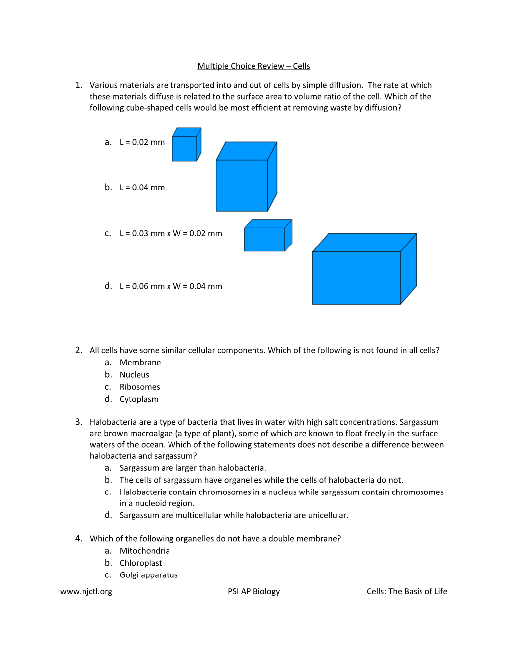 Multiple Choice Review Cells