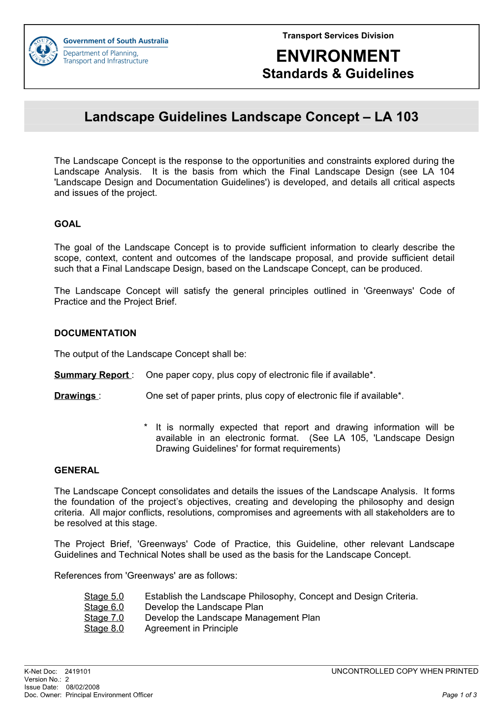 Landscape Guidelines Landscape Concept LA103