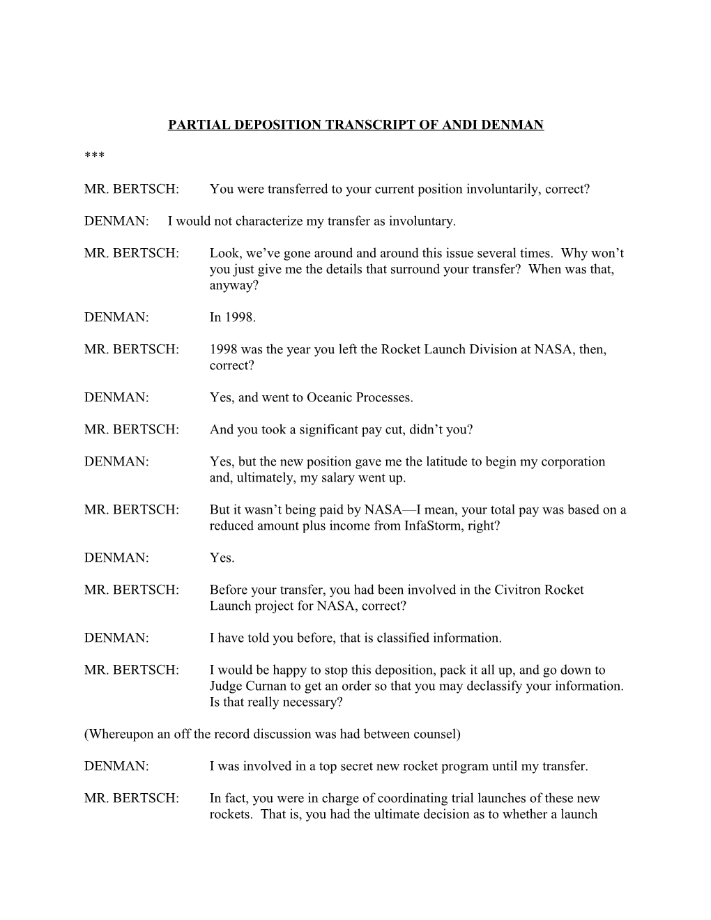 Partial Deposition Transcript of Andi Denman