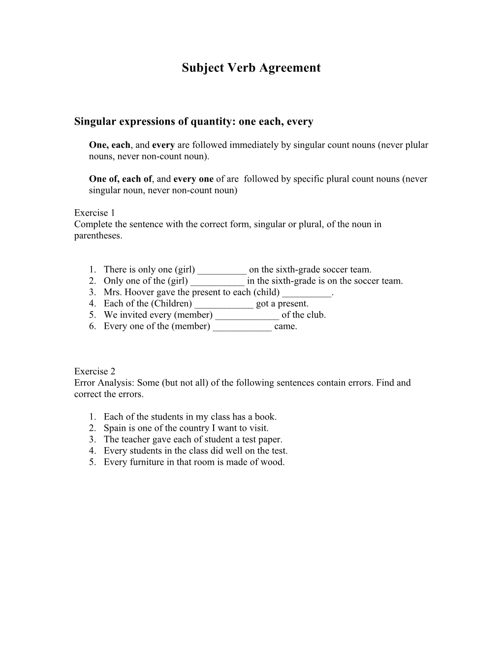 Pretest: Choose the Correct Answer in the Parentheses