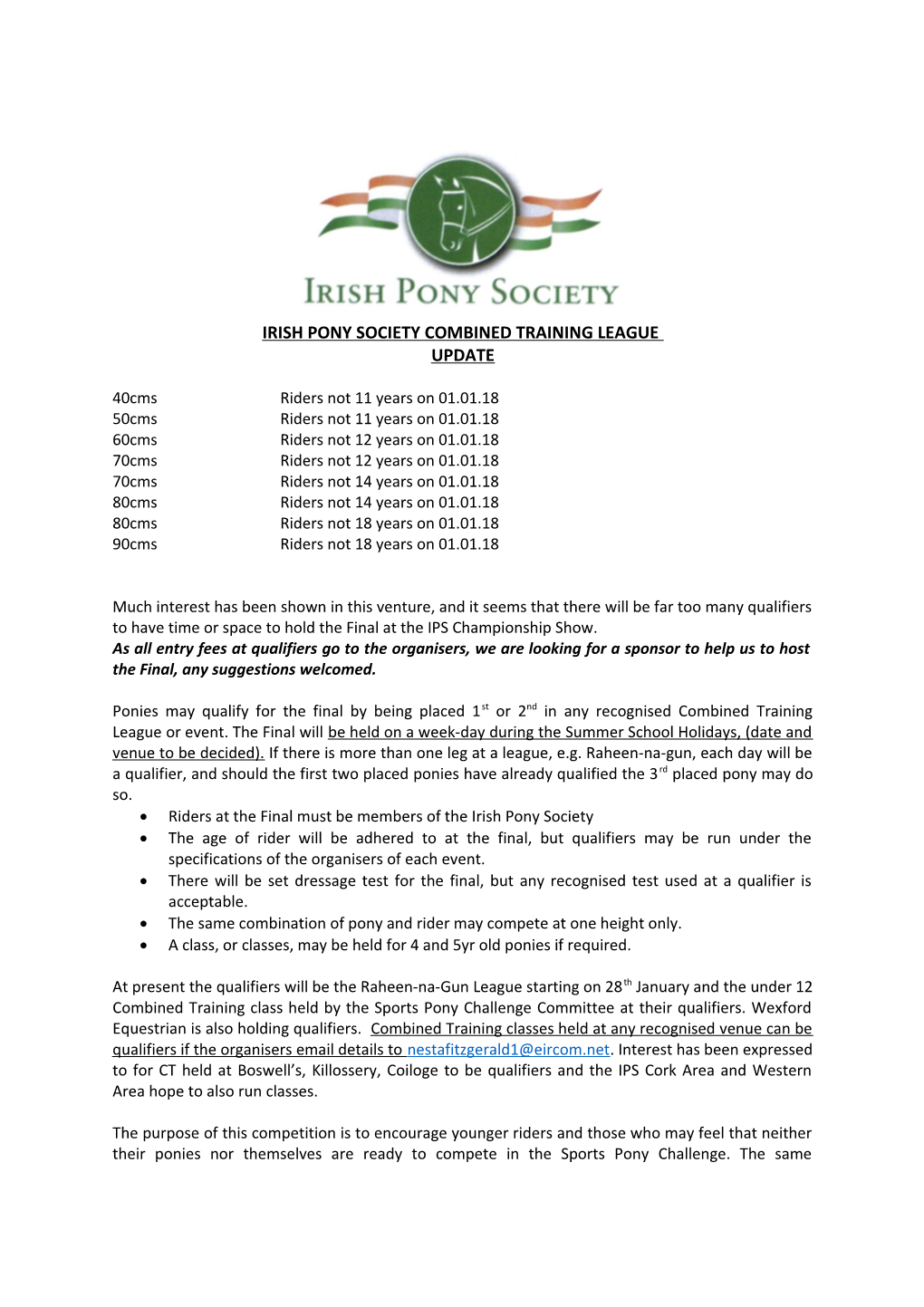 Irish Pony Society Combined Training League