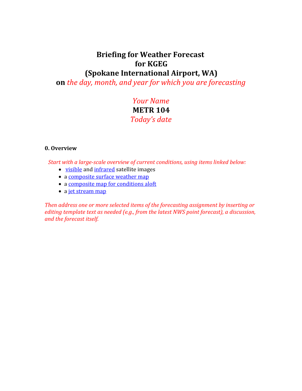 Briefing for Weather Forecast