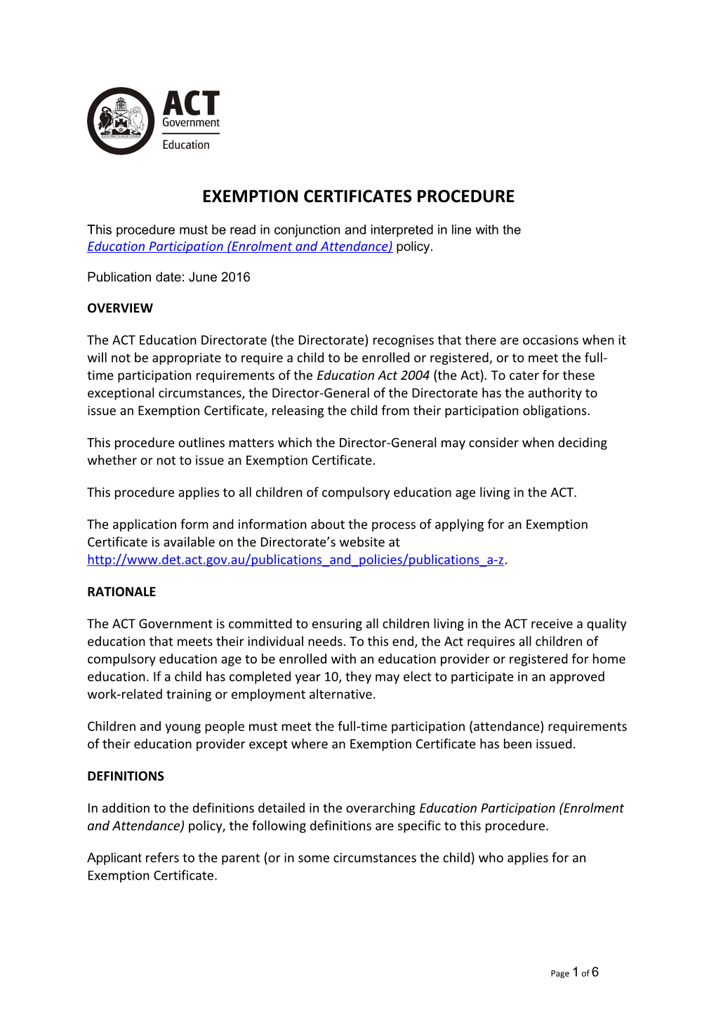 Exemption Certificates Procedure