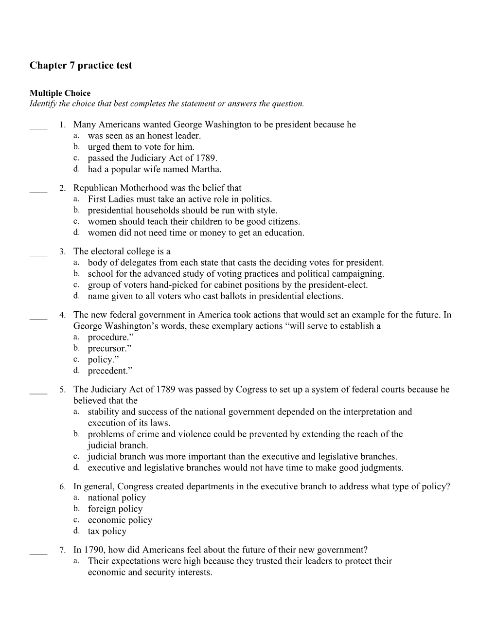 Chapter 7 Practice Test