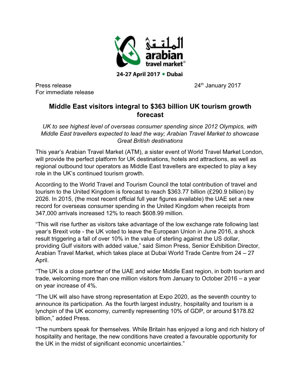 Middle East Visitors Integral to $363 Billion UK Tourism Growth Forecast