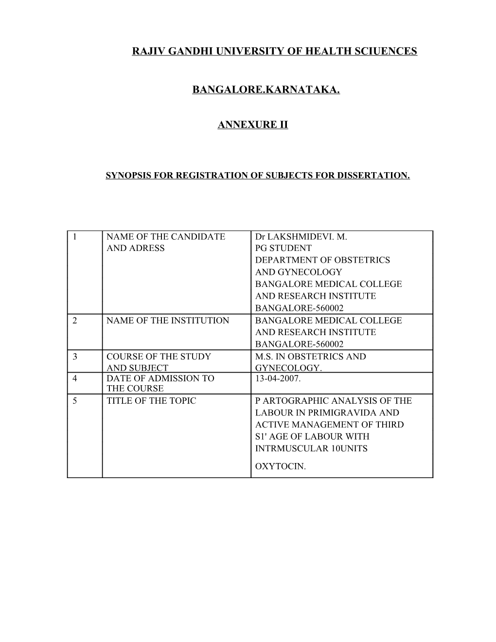 Rajiv Gandhi University of Health Sciuences