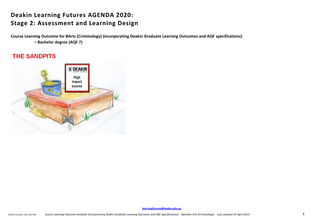 Deakin Learning Futures AGENDA 2020: Stage 2: Assessment and Learning Design
