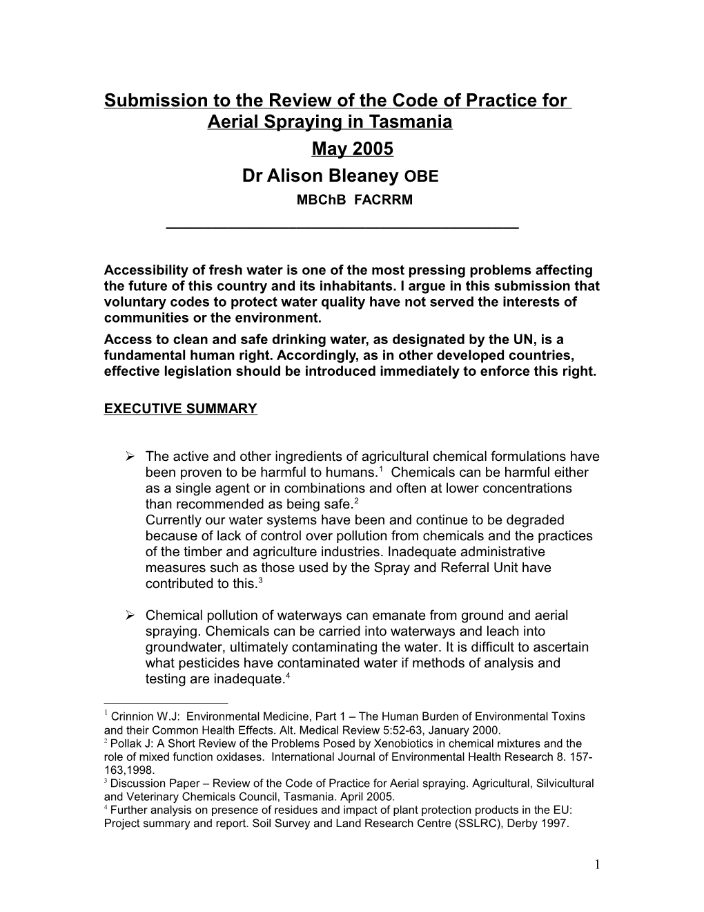 Review of the Code of Practice for Aerial Spraying Tasmania, April 2005