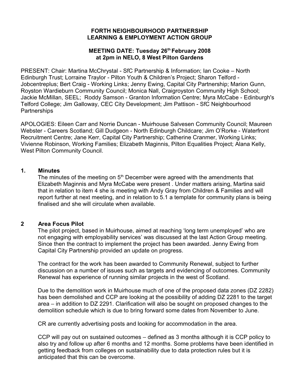 North Edinburgh Learning & Employment Plan