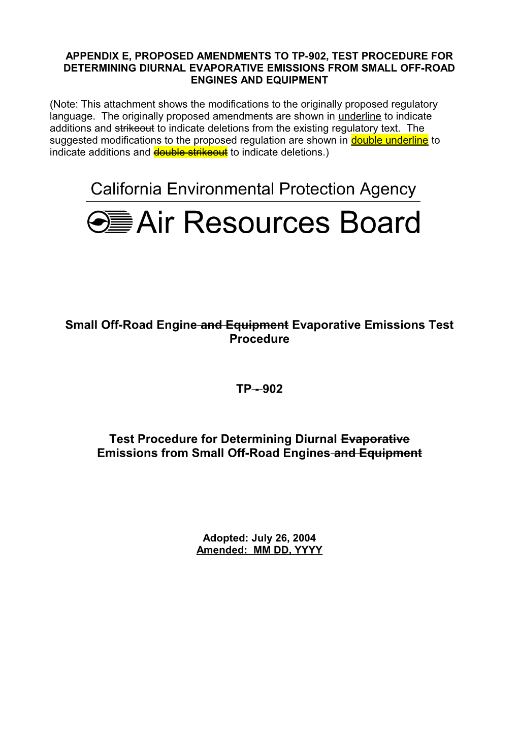 Notice Package for Small Off-Road Engines (SORE) Regulation