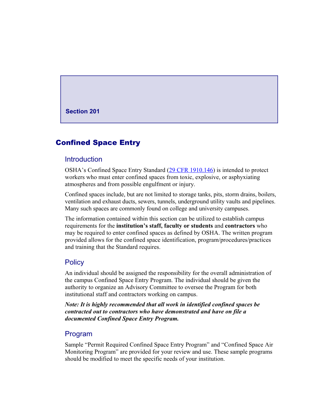 Confined Space Entry