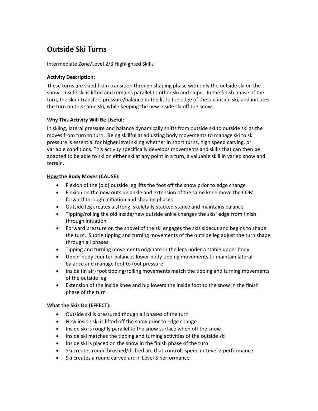 Intermediate Zone/Level 2/3 Highlighted Skills