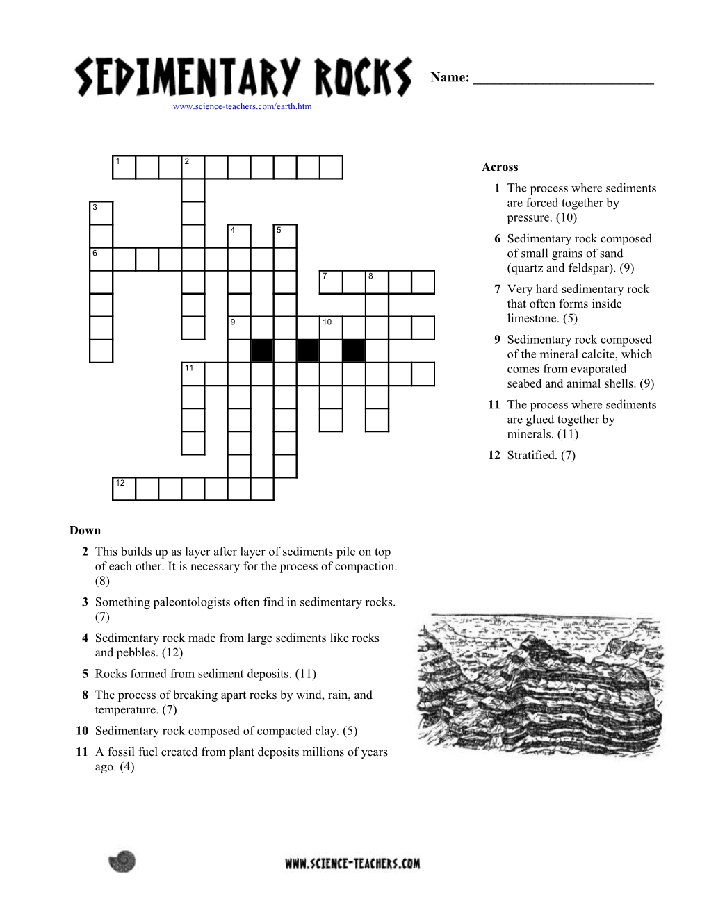 Sedimentary Rocks Crossword