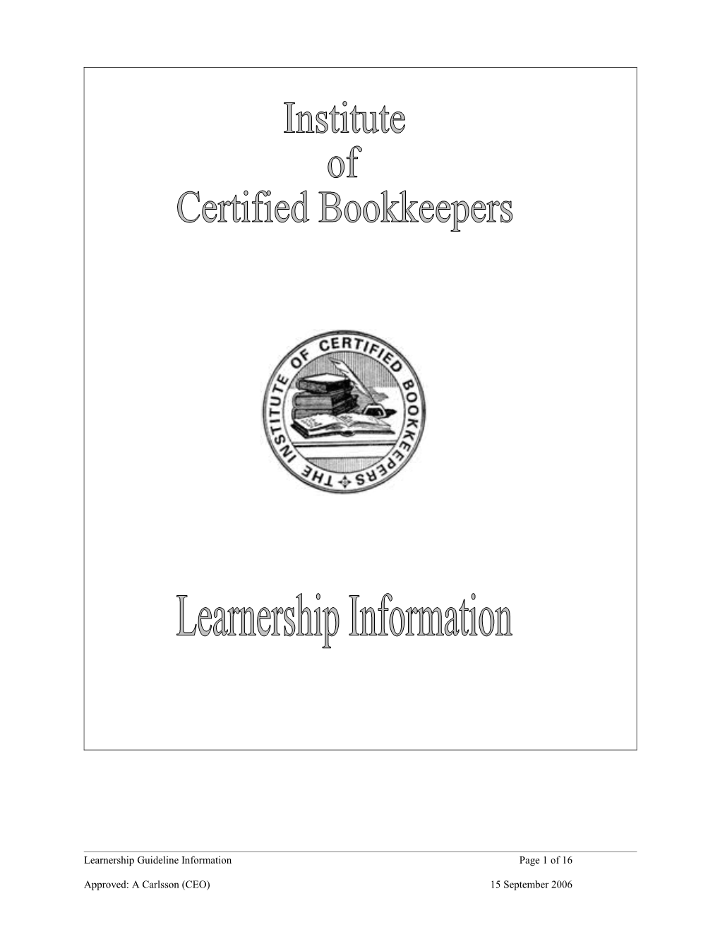 The Institute of Certified Bookkeepers Learnership Brief