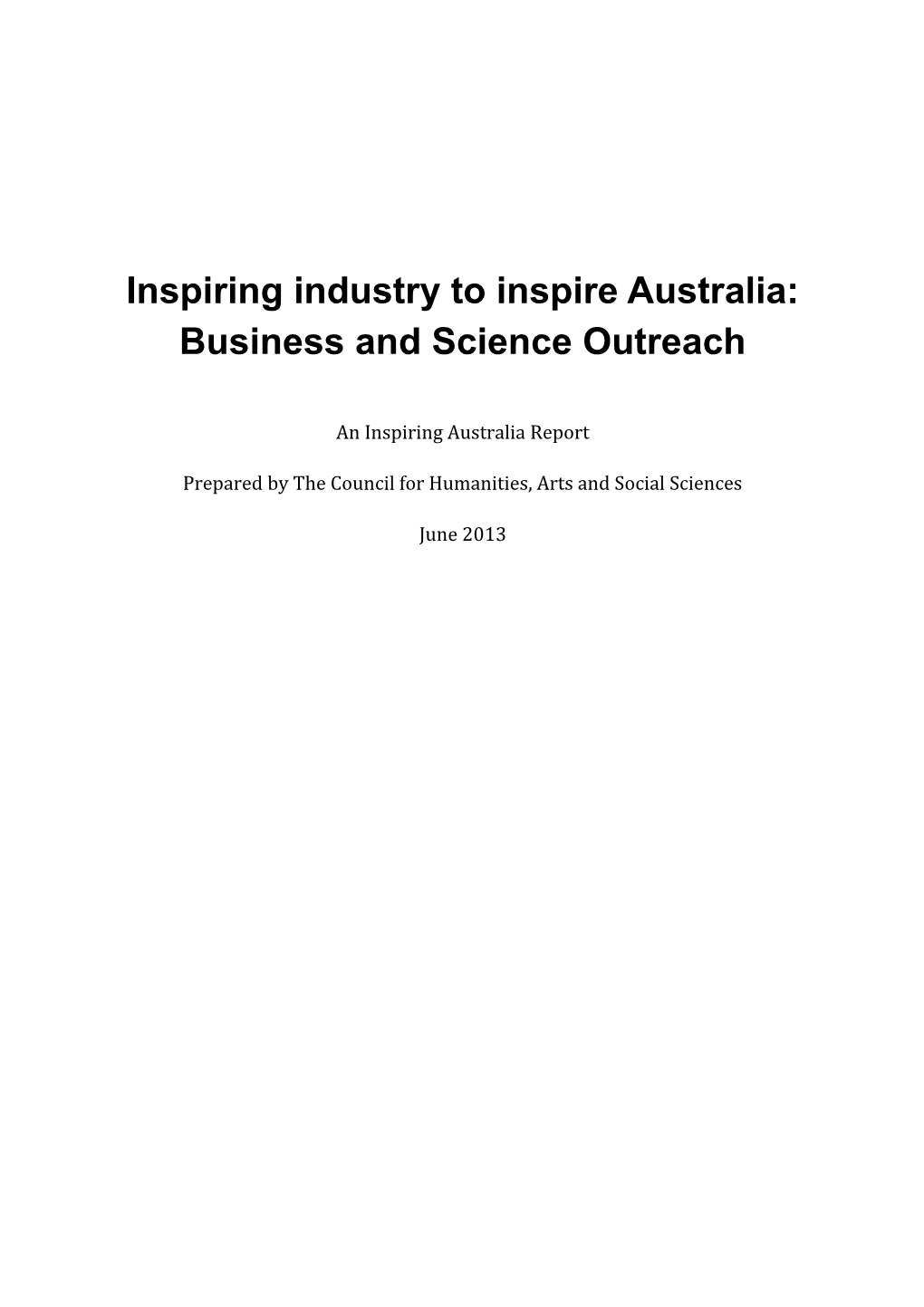 Inspiring Industry to Inspire Australia