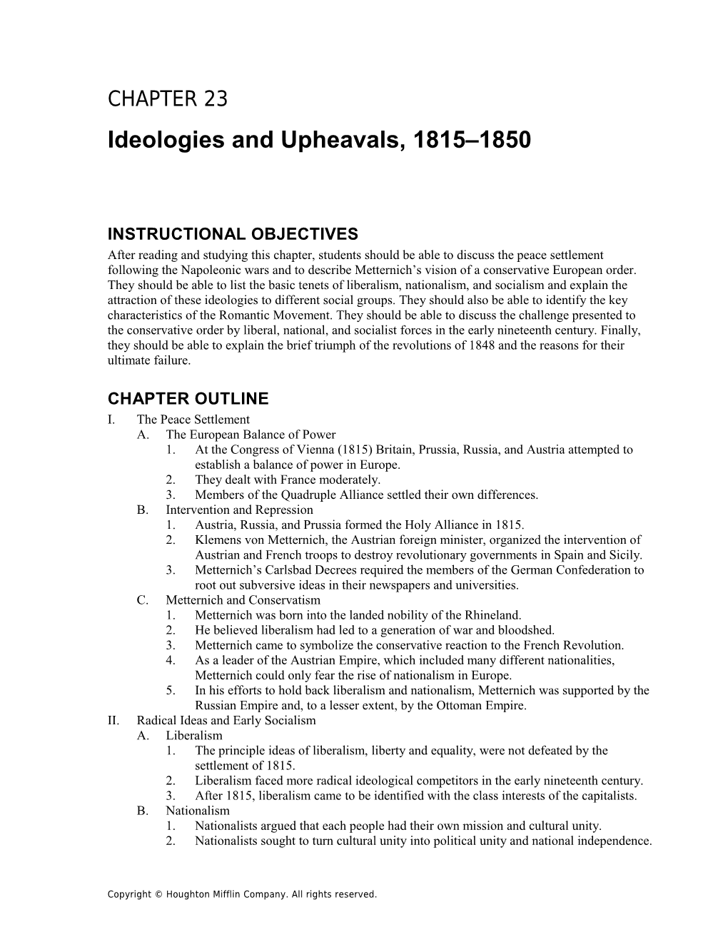 Chapter 23: Ideologies and Upheavals, 1815 1850 165