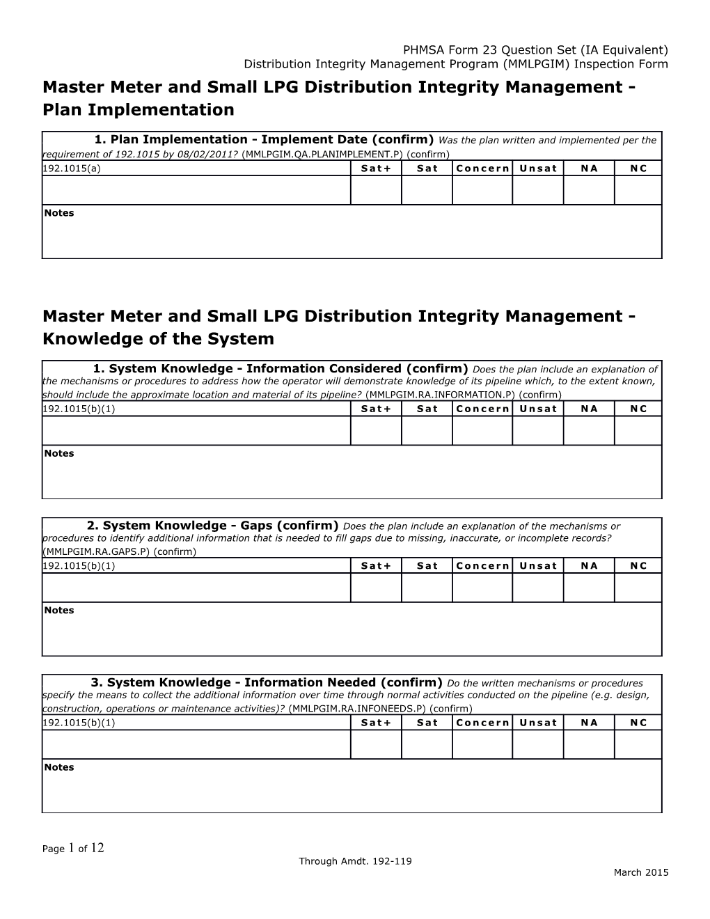 PHMSA Form 23 Question Set (IA Equivalent)