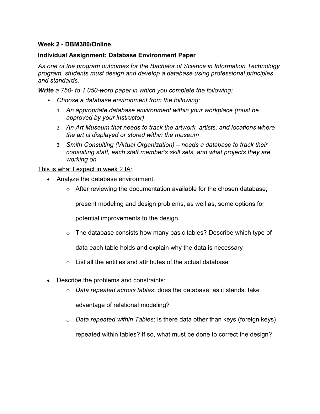 Individual Assignment: Database Environment Paper