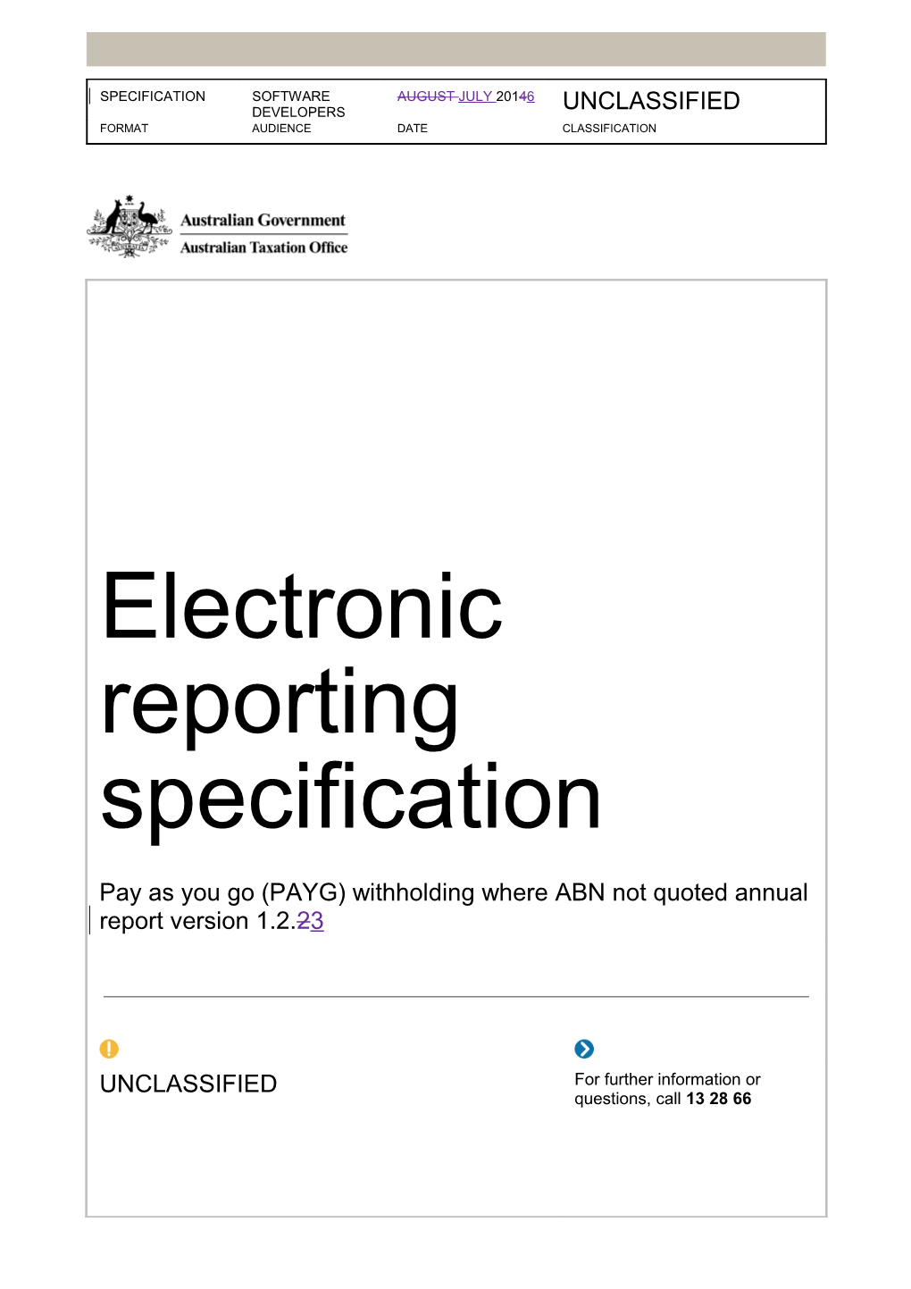 Electronic Reporting Specification - Pay As You Go (Payg) Withholding Where Abn Not Quoted
